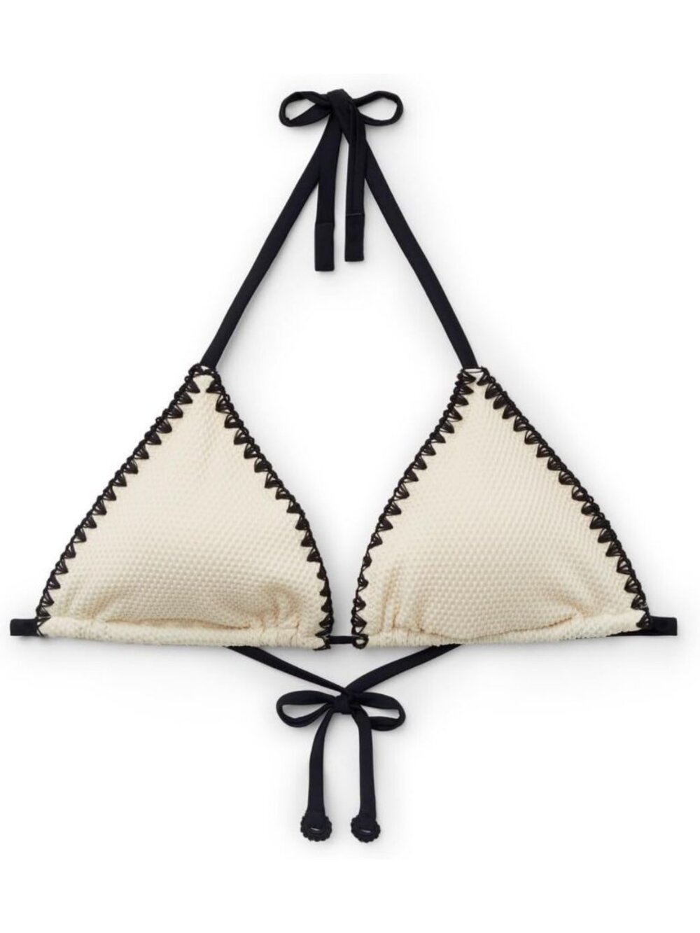 Bicolor Triangle Swimsuit Top with Embroidery - Stylish Swimwear for Summer